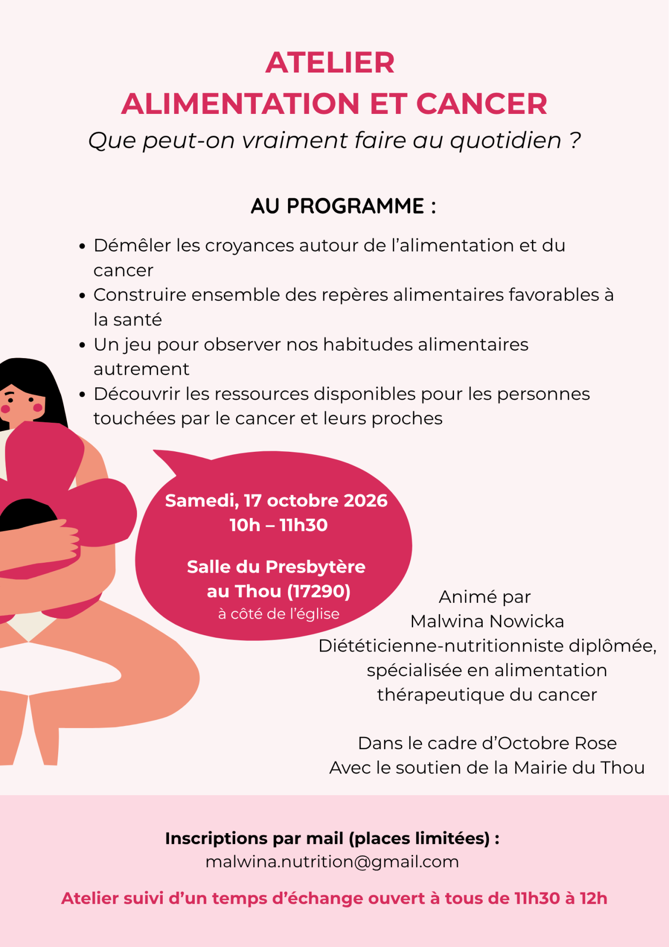 Affiche de communication atelier alimentation et cancer