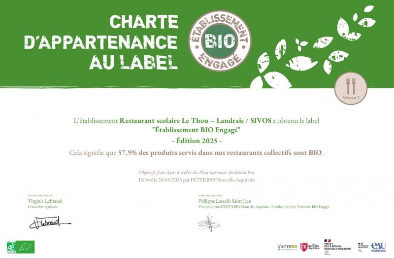 Certificate ebe restaurant scolaire le thou landrais sivos 20250520 page 0001