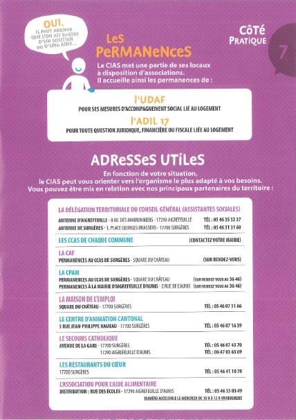 Coordonnees aide sociale divers