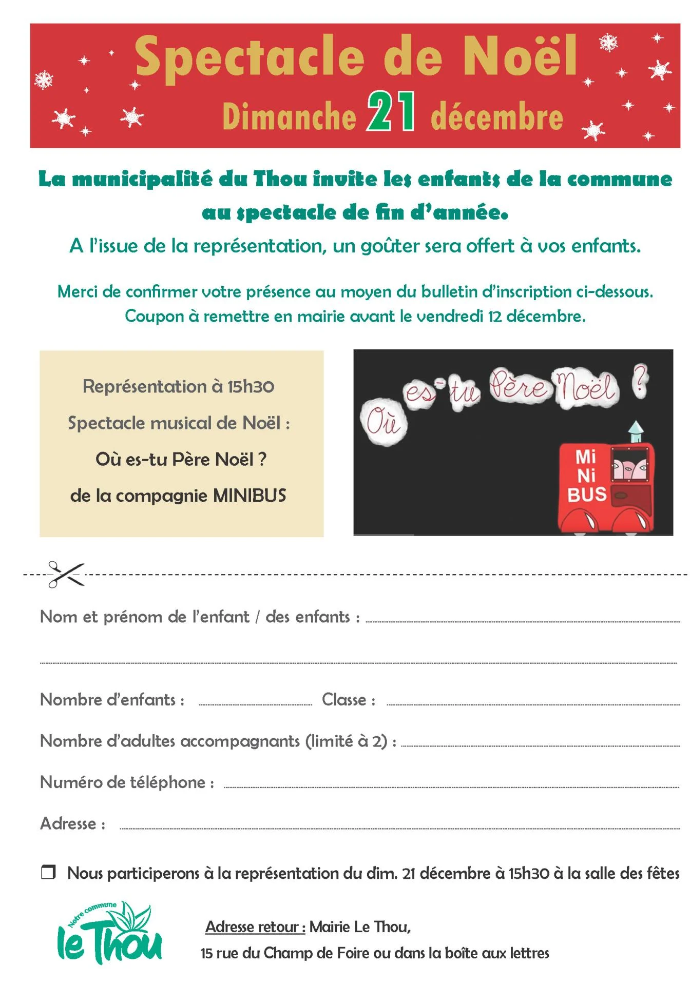 Invitation spectacle noel 2025