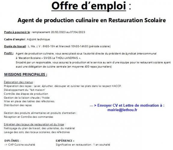 Offre emploi remplacement