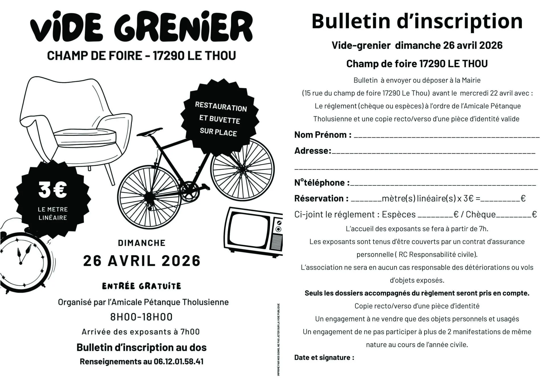 Vide grenier 26 avril 26
