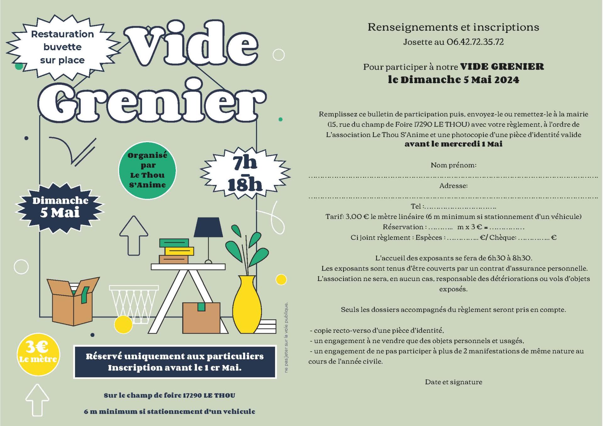 Vide grenier flyer dim 05 mai